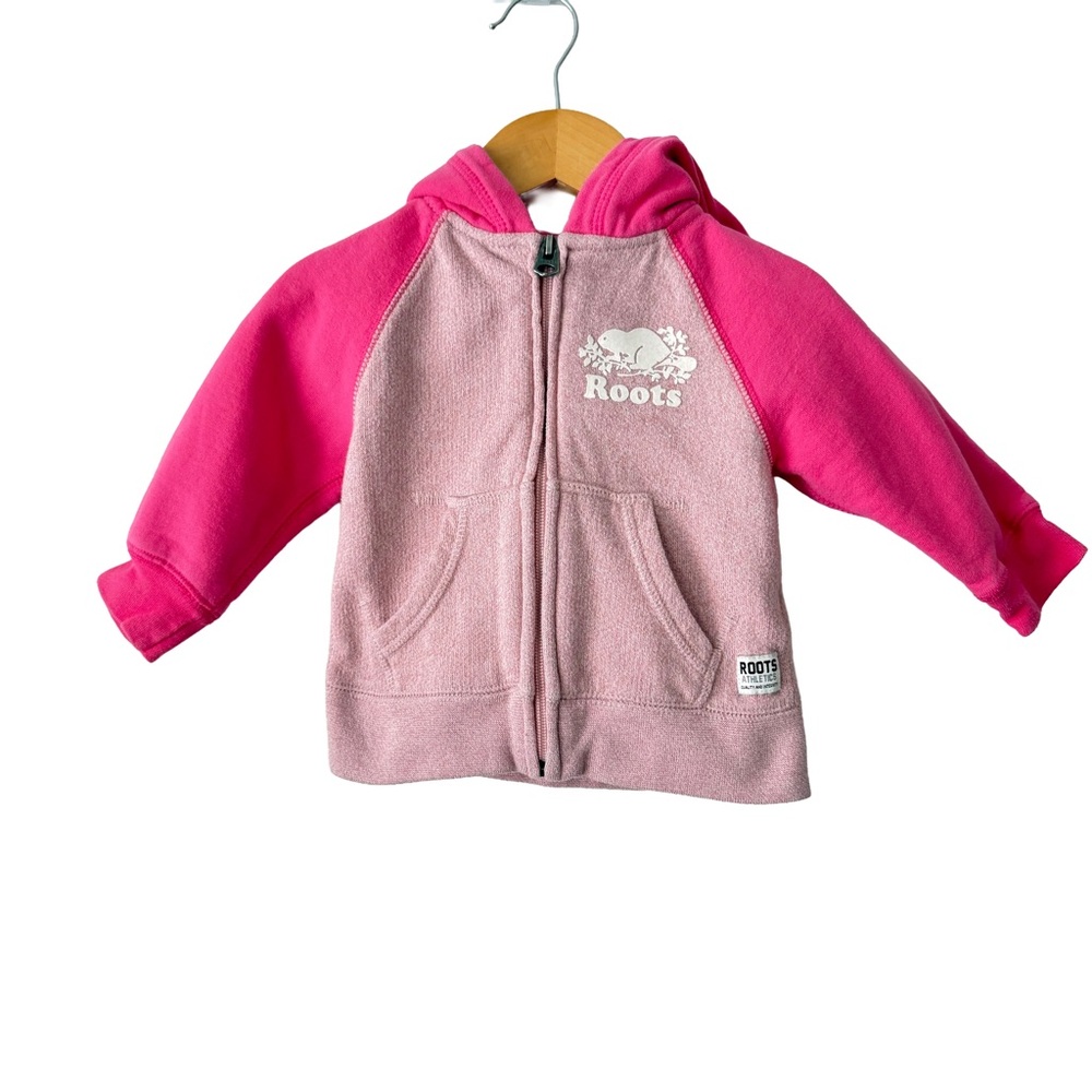 Roots Kids Two-Tone Pink Hoodie 6-12 Months